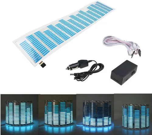Vista 5 de Pegatinas adhesivas para auto con luces LED brillantes, sensor de sonido y música, ecualizador, ritmo, lámpara de voz, flash de audio, 90 x 25 cm