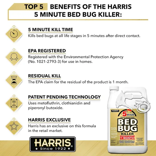 Vista 7 de Harris insecticida para bichos de cama de 5 minutos, fórmula inodora y sin manchas (128 oz)