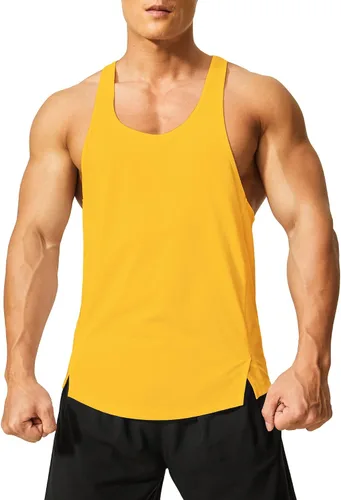 Vista 3 de DEMOZU Camiseta sin mangas para hombre con espalda en Y para culturismo, entrenamiento muscular, atletismo, correr, playa, gimnasio, paquete de 1