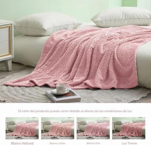 Vista 5 de Exclusivo Mezcla Manta de forro polar rosa para sofá cama, 50 x 70 pulgadas Rosa empolvado