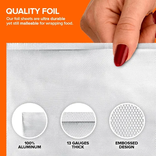Vista 3 de 200 hojas de papel de aluminio precortadas para delicatessen - Hojas emergentes de 9 pulgadas para restaurante, cubiertas desechables para alimentos