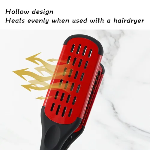 Vista 6 de Cepillo alisador de pelo, cepillo de doble cara para alisar la barba, cepillo profesional para barba, herramienta de peinado para alisar y estilos