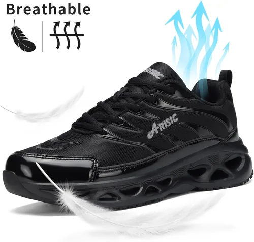 Vista 3 de Zapatos de trabajo antideslizantes para hombres y mujeres, tenis impermeables para hombre, cómodos zapatos de chef para restaurante, zapatos
