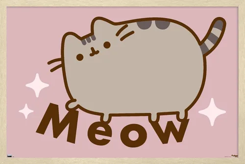 Vista 7 de Pusheen - Póster de pared de miau, 22.4 pulgadas de largo x 14.7 pulgadas de ancho, versión enmarcada en madera de granero