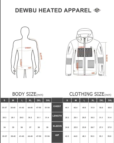 Vista 6 de DEWBU - Chaqueta térmica con batería de 12 V para invierno y exterior, con capa de calor eléctrica