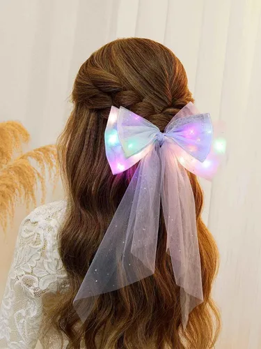 Vista 4 de JONKY Lazos de pelo iluminados para Nochevieja, lazos de cumpleaños LED, accesorios de neón brillantes para mujer