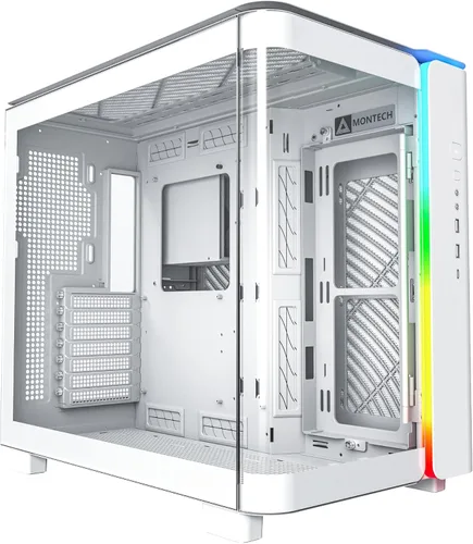 Vista 14 de Chasis para PC Montech King 15 Micro-ATX, vidrio panorámico curvo, enfriamiento de flujo de aire tipo chimenea, diseño de cámara dual, soporte