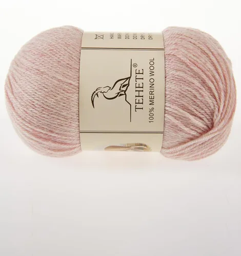 Vista 3 de Hilo de Lana Merino 100% para tejer, 3 capas, hilo de ganchillo lujoso, cálido, suave, ligero (rosa claro, 3 ovillos)
