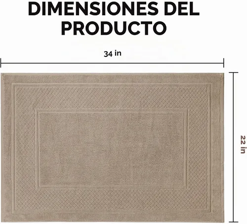 Vista 8 de Avalon Towels Juego de 2 tapetes de baño absorbentes 100% algodón, color beige, tapetes de baño de secado rápido para baños (22 x 34 pulgadas)