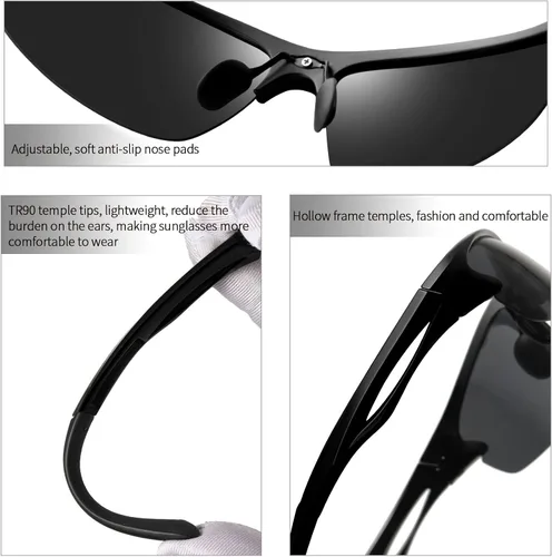 Vista 5 de Joopin Rectangle Sports Sunglasses Polarized UV400 Protection Wrap Around