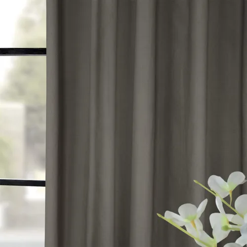 Vista 7 de HPD Half Price Drapes PRCT-S04B-84-FP - Cortina plisada de algodón sólido (1 panel), 25 x 84 pulgadas, gris Millstone
