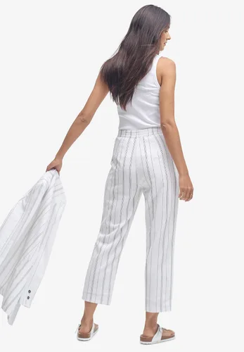 Vista 3 de ellos Pantalones cortos de lino para mujer, talla grande, pierna recta, talla grande