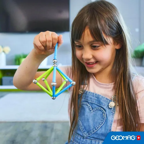 Vista 3 de Geomag Juguetes magnéticos clásicos para niños a partir de 8 años, 25 imanes educativos STEM para niños, bloques magnéticos hechos en Suiza