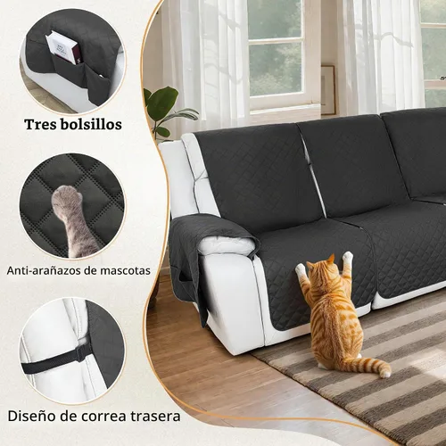 Vista 7 de HDCAXKJ 100% Fundas impermeables para sofá seccional reclinable en forma de L, funda de sofá reclinable acolchada lavable, fundas de esquina