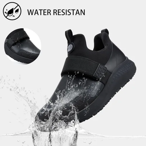 Vista 4 de Delobi Zapatos de trabajo antideslizantes para hombre, para servicio de alimentos, impermeables, para cocina, chef, sin cordones, zapatos