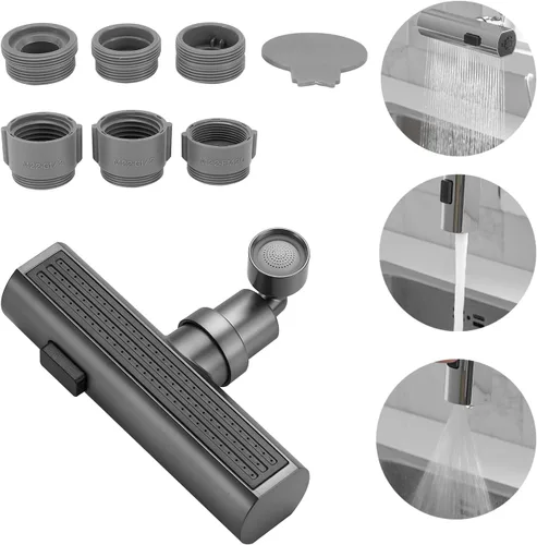Vista 9 de Extensor de grifo de cascada de cocina, adaptador de grifo de cocina antisalpicaduras, giratorio universal de 360°, accesorios de repuesto de grifo