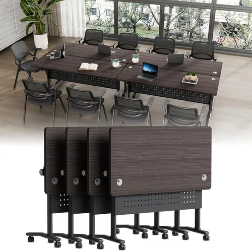 Vista 8 de Folding Conference Table with Wheels, Modular Foldable Conference Room Training Tables for Training Rooms, Flip Top Mobile Rolling Meeting Seminar