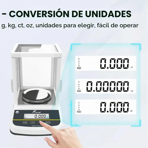 Vista 7 de LAB FISH Balanza analítica de doble pantalla 7.05 oz x 1mg Escala de alta precisión 0.00 oz Precisión Escala de laboratorio Calibración externa