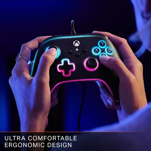 Vista 9 de PowerA Advantage Wired Controller for Xbox Series XS with Lumectra + RGB LED Strip - Black, gamepad, wired video game controller, gaming controller