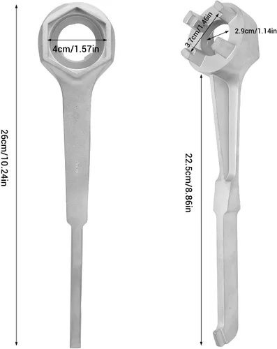 Vista 2 de Llave de tambor y llave de aluminio, ajuste universal para abrir tambores de 10, 15, 20, 30, 55 galones, ligera y resistente, ideal