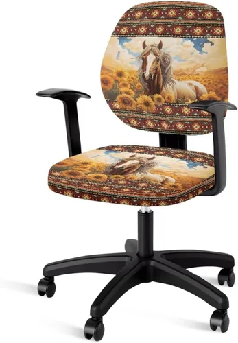 Vista 24 de Talayituse - Funda para silla de oficina o computadora con estampado de estrellas de playa, funda de asiento dividida elástica, extraíble y lavable