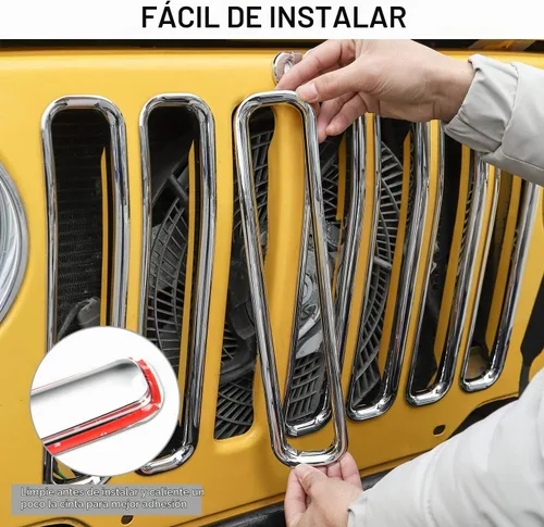 Vista 6 de Insertos de parrilla delantera para Jeep Wrangler TJ 1997-2006 (cromado)