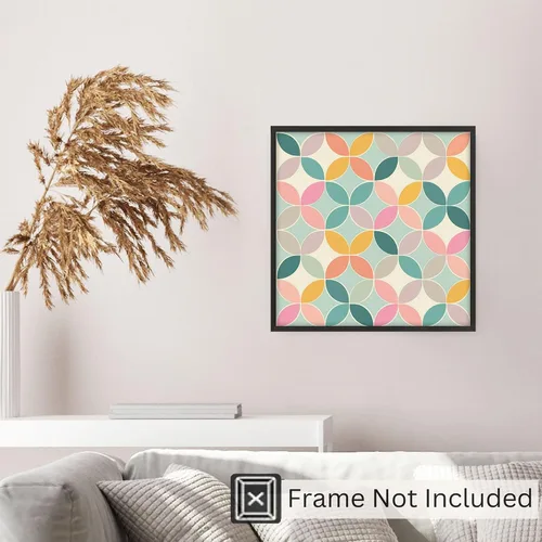 Vista 5 de Ethan Taylor Abstract Wall Art Prints Unframed Square Posters 'Retro 70s Hippie Pattern I' Retro Home Décor for Living Room, Bedroom, Office, 10 in