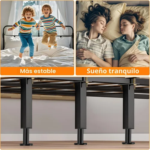 Vista 6 de 4 patas de soporte de cama de altura ajustable, elevadores de cama de metal de 6.2 a 7.5 pulgadas