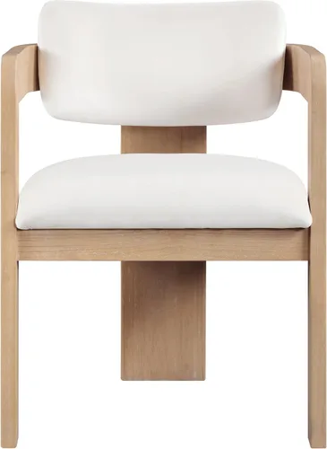 Vista 5 de Meridian Furniture 11094Cream-C Sacha Collection Silla de comedor Art Deco, terciopelo crema Ultra Luxe, terciopelo de 460 GSM, acabado natural