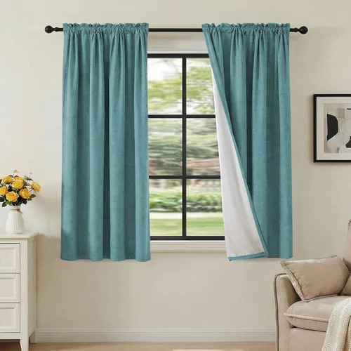 Vista 96 de H.VERSAILTEX Cortinas 100% opacas con aspecto de lino para dormitorio, bloqueo de luz completa, bolsillo para barra, cortinas de ventana gruesas