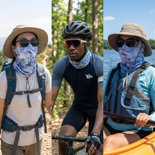 Vista 3 de Polaina de cuello con protección solar UPF 50, 13 en 1, multifuncional, para senderismo, pesca, ciclismo