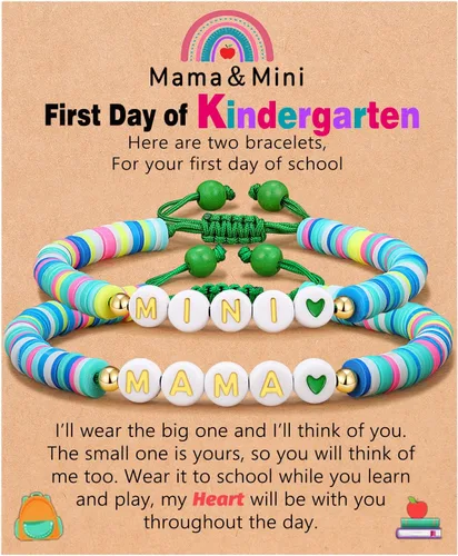Vista 9 de UNGENT THEM Mama and Mini Back to School Bracelet First Day of School Gifts
