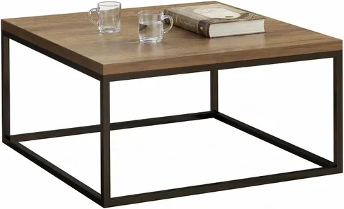 Vista 13 de CENSI Mesa de centro cuadrada de 30 pulgadas, mesa central de sala de estar de roble negro y dorado, estilo moderno estilo glamuroso industrial