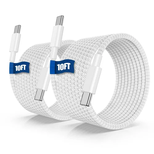 Vista 11 de Cable de carga rápida USB C a C de 10 pies, 60 W de carga rápida tipo C a C, cable de carga para Apple iPhone Duo/18 Pro 17 Pro Max/17 Air/16 Pro/15