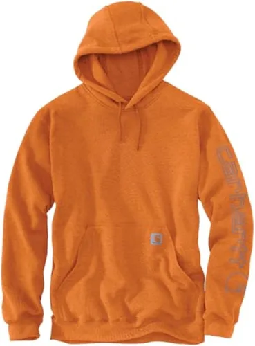 Vista 62 de Carhartt Sudadera de ajuste holgado para hombre con logotipo en la manga, de peso medio, gráfica, liquidación Terreno ámbar