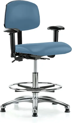 Vista 77 de PERCH - Silla giratoria con ruedas para alfombra o linóleo, cromado, Textil, Tela negra