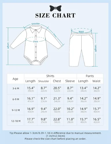 Vista 6 de A&J DESIGN Trajes de bebé para niños, traje formal de tirantes de boda con pajarita