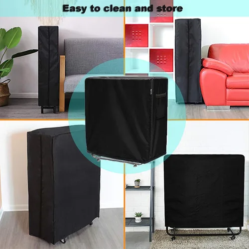 Vista 5 de Funda de almacenamiento plegable para cama, tamaño individual, color negro, cordón ajustable (33 pulgadas)