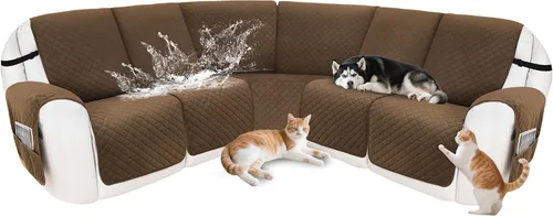 Vista 60 de Fundas para sofá modular reclinable, de terciopelo en forma de L, funda de consola central para perros y mascotas, lavable antideslizante, 1 funda
