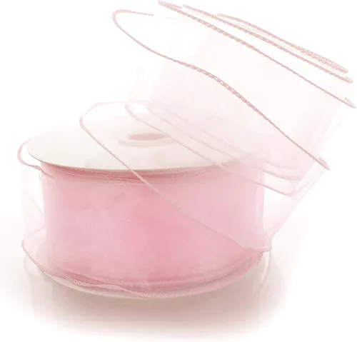 Vista 33 de Cinta de organza transparente con alambre de 2.5 pulgadas, color plateado de 10 yardas