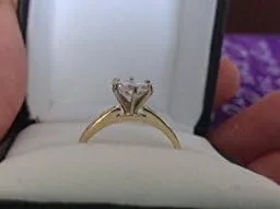 Vista 5 de Anillo de compromiso de boda de oro amarillo o blanco de 14 quilates
