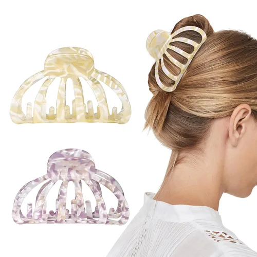 Vista 12 de Shinowa Pinzas para el cabello de mariposa, paquete de 4 pinzas de mariposa para cabello grueso y delgado, 2.75 pulgadas, hermosas pinzas