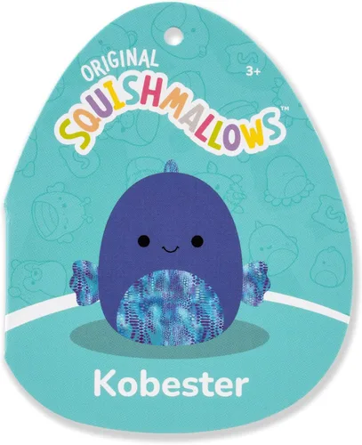 Vista 6 de Squishmallows Original 8 pulgadas Kobester El Pez Betta Azul – Peluche Oficial Jazwares (Pequeño)