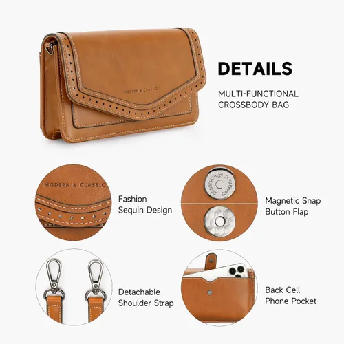 Vista 3 de Bolsos cruzados para mujer, de cuero vegano, bolsos de hombro pequeños