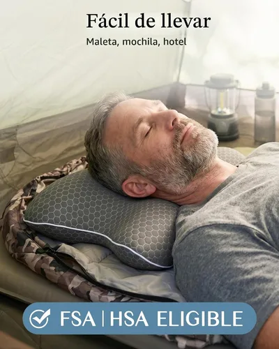 Vista 2 de HSA/FSA Almohada de camping, almohada CPAP de espuma viscoelástica plegable Gris Oscuro