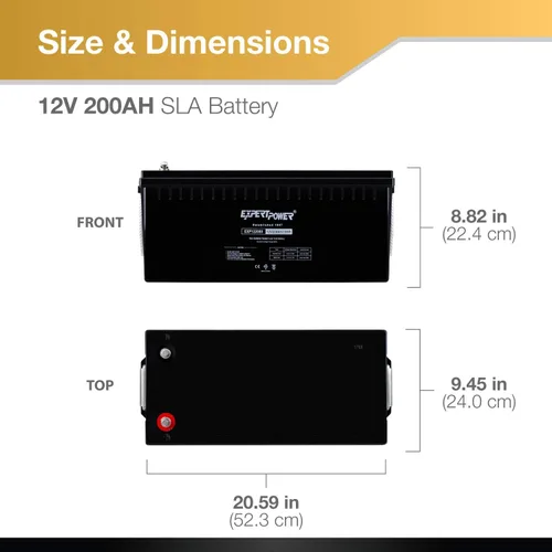 Vista 3 de ExpertPower EXP200 - Batería marina de ciclo profundo de 12 V 200 Ah, baterías de panel solar de plomo ácido para cámper, RV, barco, bomba