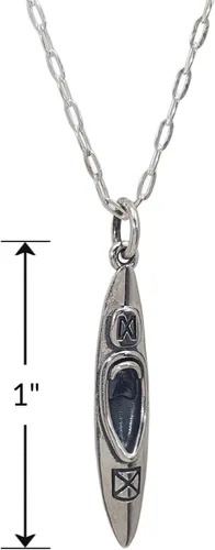 Vista 2 de Sterling Silver Kayak - Camping and Adventure - Nautical and Marine Themed Charm Necklace, 18
