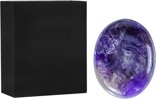 Vista 9 de Piedras de palmera de amatista de 1.8 pulgadas, cristales de chakra de bolsillo para ansiedad para el pulgar, artículos sensoriales para adultos
