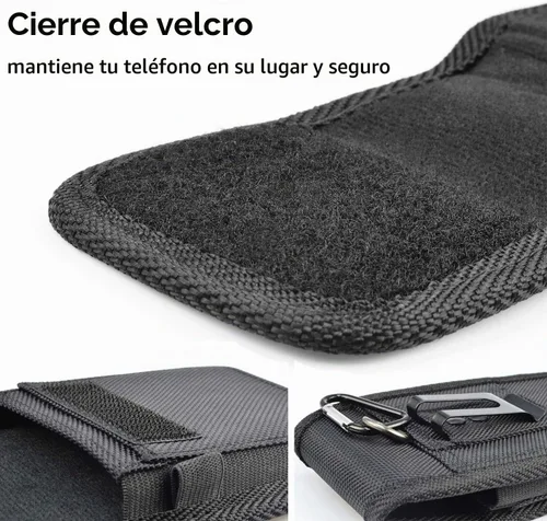Vista 4 de Funda para Teléfono Móvil de Nylon con Clip para Cinturón, Compatible con Samsung Galaxy S25 FE S24 Ultra 5G S23 Plus S22 S21 S20 Note 20 A16 A15