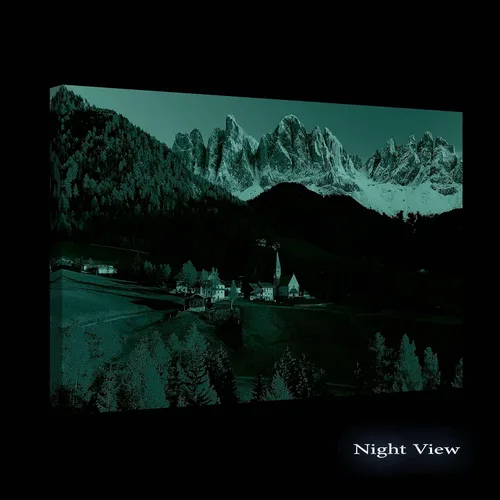 Vista 2 de Startonight Lienzo decorativo para pared, casa en montaña, paisaje de invierno, foto rural, naturaleza, enmarcado, 24 x 36 pulgadas
